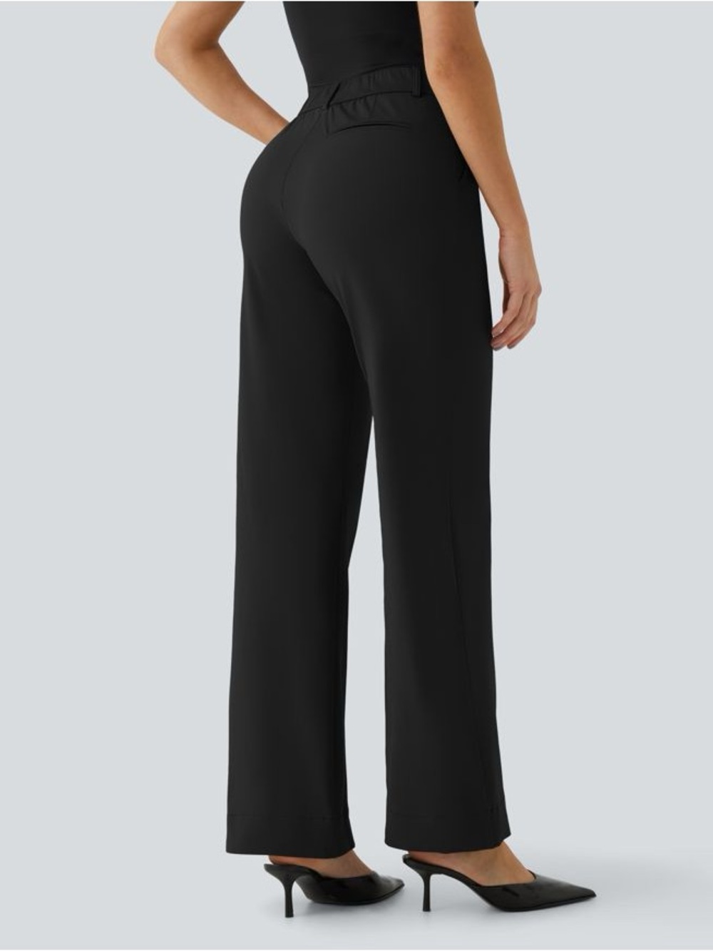 New HALARA Black Wide-Leg Dress Pants - Picture 2 of 6